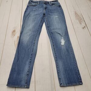 Driftwood Audrey high rise jeans slim straight leg distressed